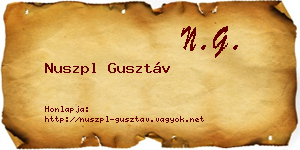 Nuszpl Gusztáv névjegykártya